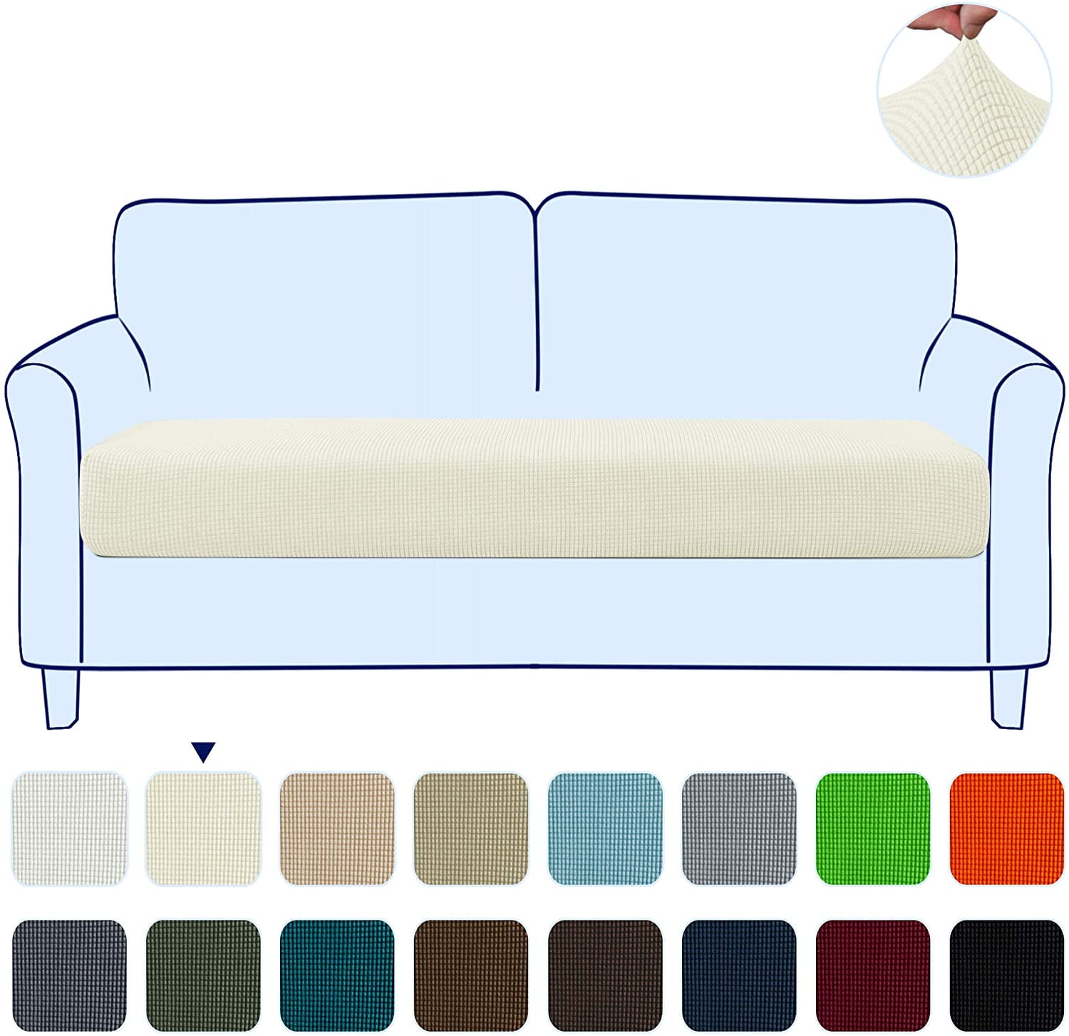 Ivory Stretch Spandex Loveseat Sofa Cushion Cover