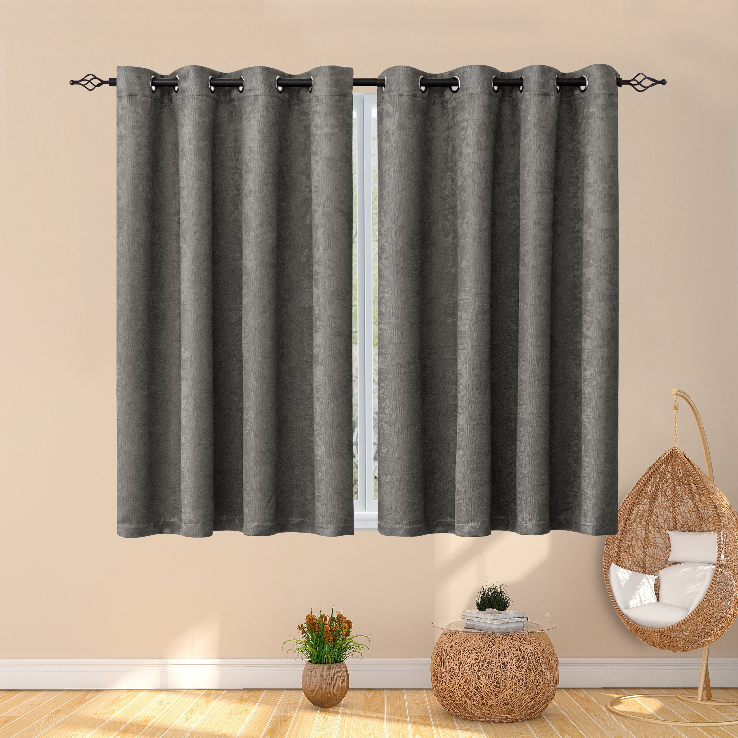 "Subrtex Dark Grey Blackout Curtains for Bedroom, Thermal Insulated