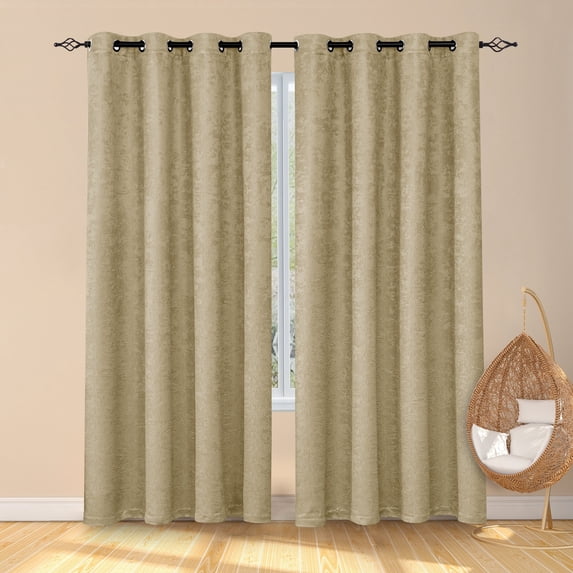 Subrtex Thermal Insulated Grommet Blackout Curtains for Bedroom, Set of 2 Panels, 52"×84", Beige
