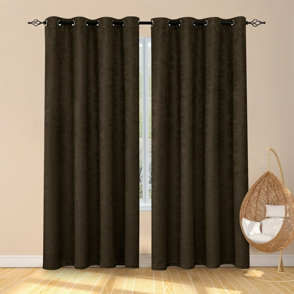 Subrtex Thermal Insulated Grommet Blackout Curtains for Bedroom, Set of 2 Panels, 52"×95", Olive Brown