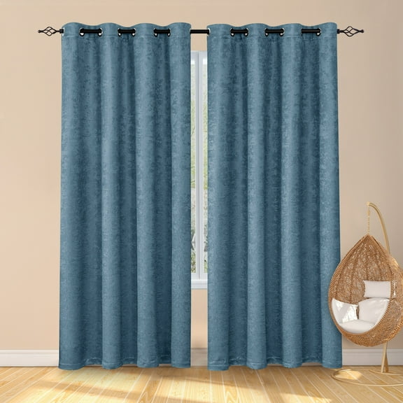 Subrtex Thermal Insulated Grommet Blackout Curtains for Bedroom, Set of 2 Panels, 52"×95", Smoke Blue