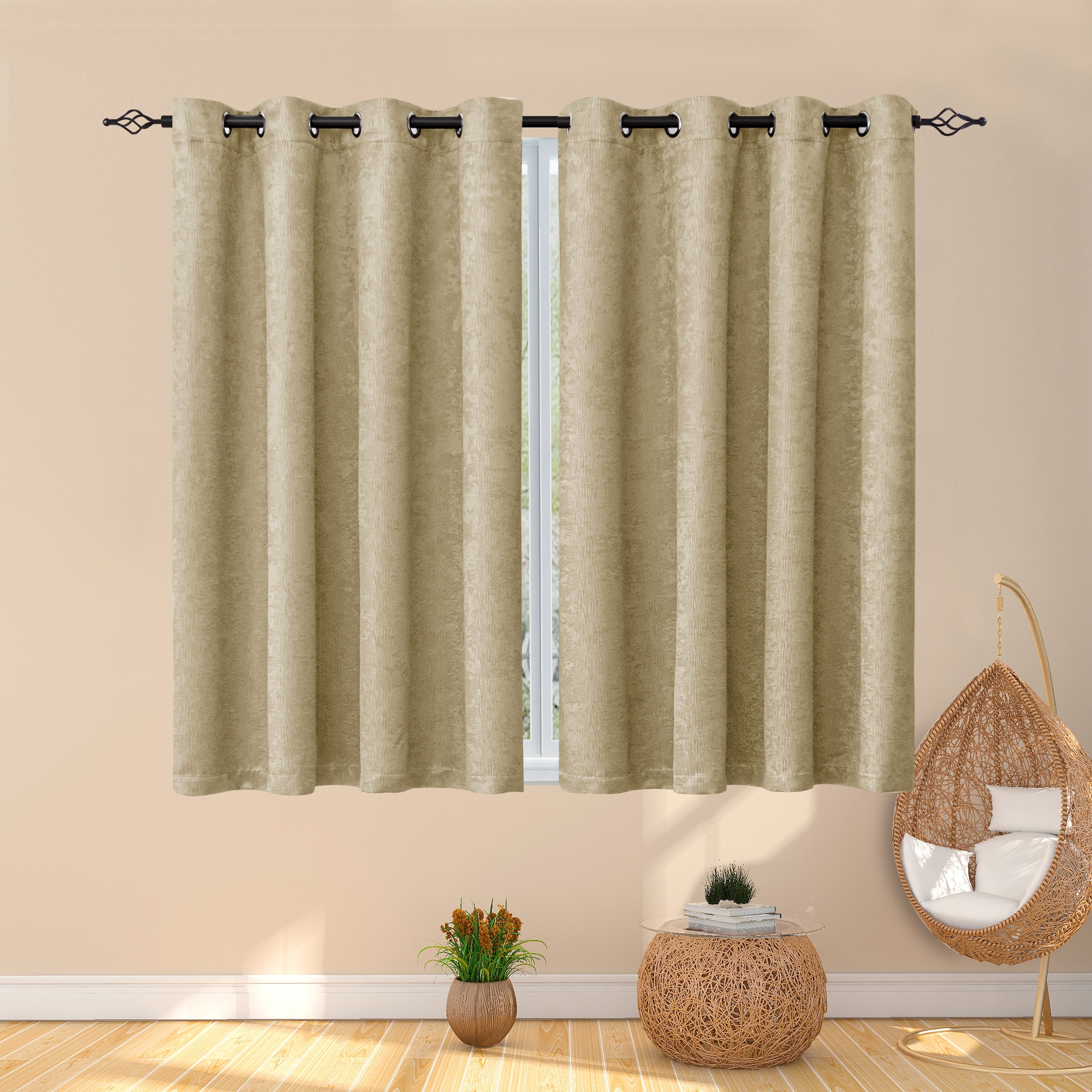 Subrtex Thermal Insulated Grommet Blackout Curtains for Bedroom, Set of 2 Panels, 53"×63", Beige - image 1 of 5
