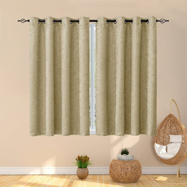 Subrtex Thermal Insulated Grommet Blackout Curtains for Bedroom, Set of 2 Panels, 53"×63", Beige