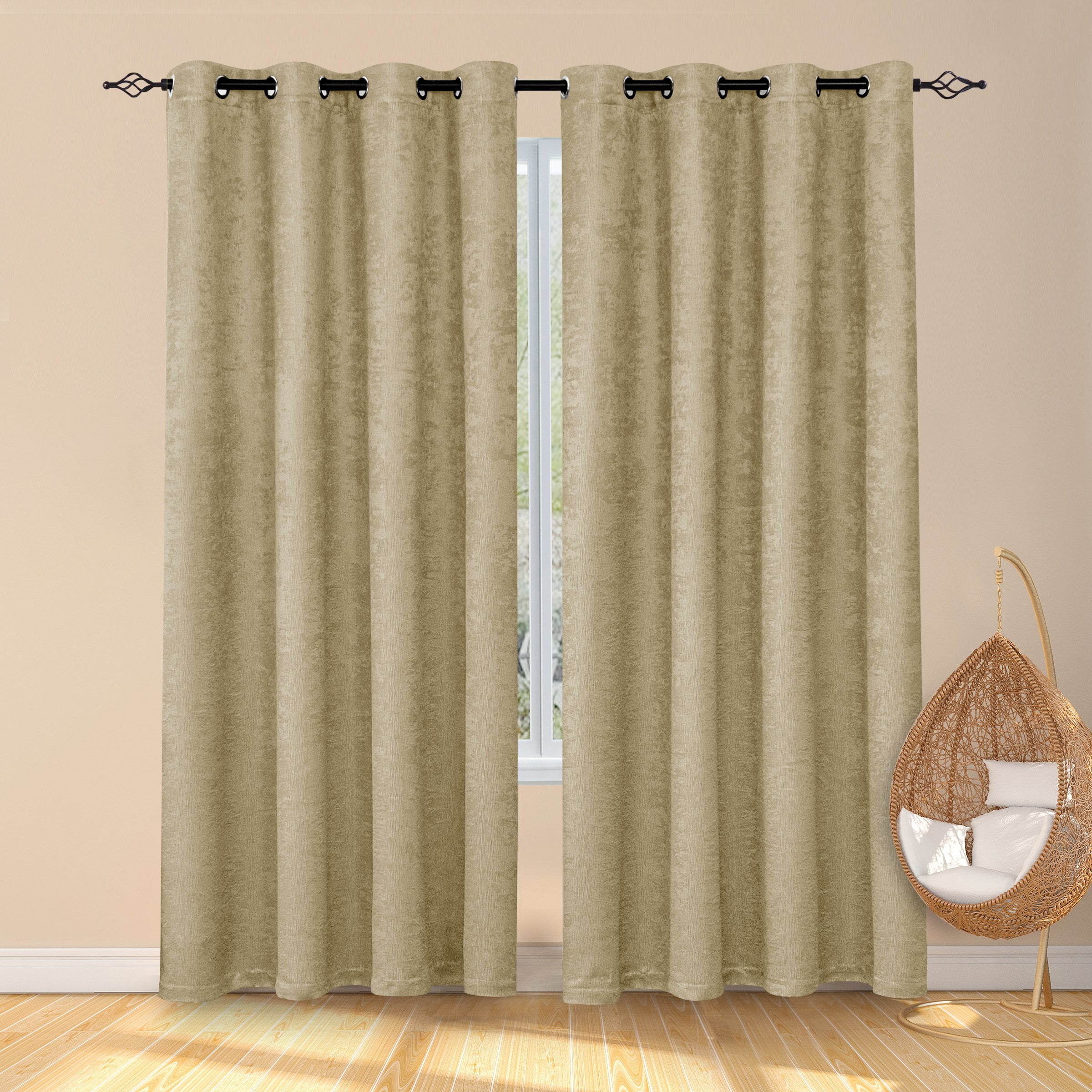 Subrtex Blackout Curtains Embossed Window Drapes 2-Panel Gormmet Curtain (  Greyish White, 53x 63 ) 