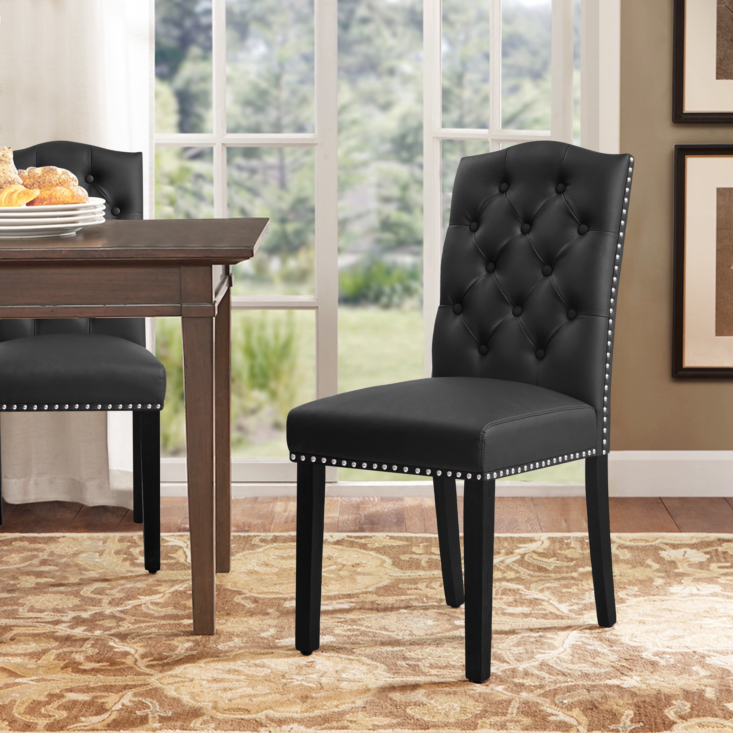 Padded leather dining chairs hotsell