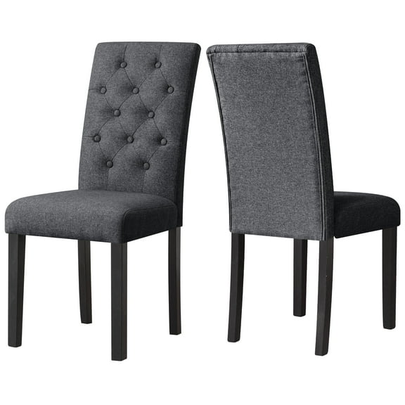 Subrtex Upholstered Parsons Chair Linen Fabric Dining Chair (Set of 2, Gray)