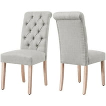 Subrtex Upholstered Parsons Chair Linen Fabric Dining Chair (Set of 2, Light Gray)