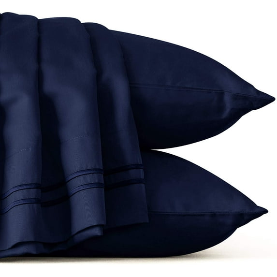 Subrtex 300 Thread Count Tencle Cotton 2-Pack Pillowcase (King/CK,Navy)