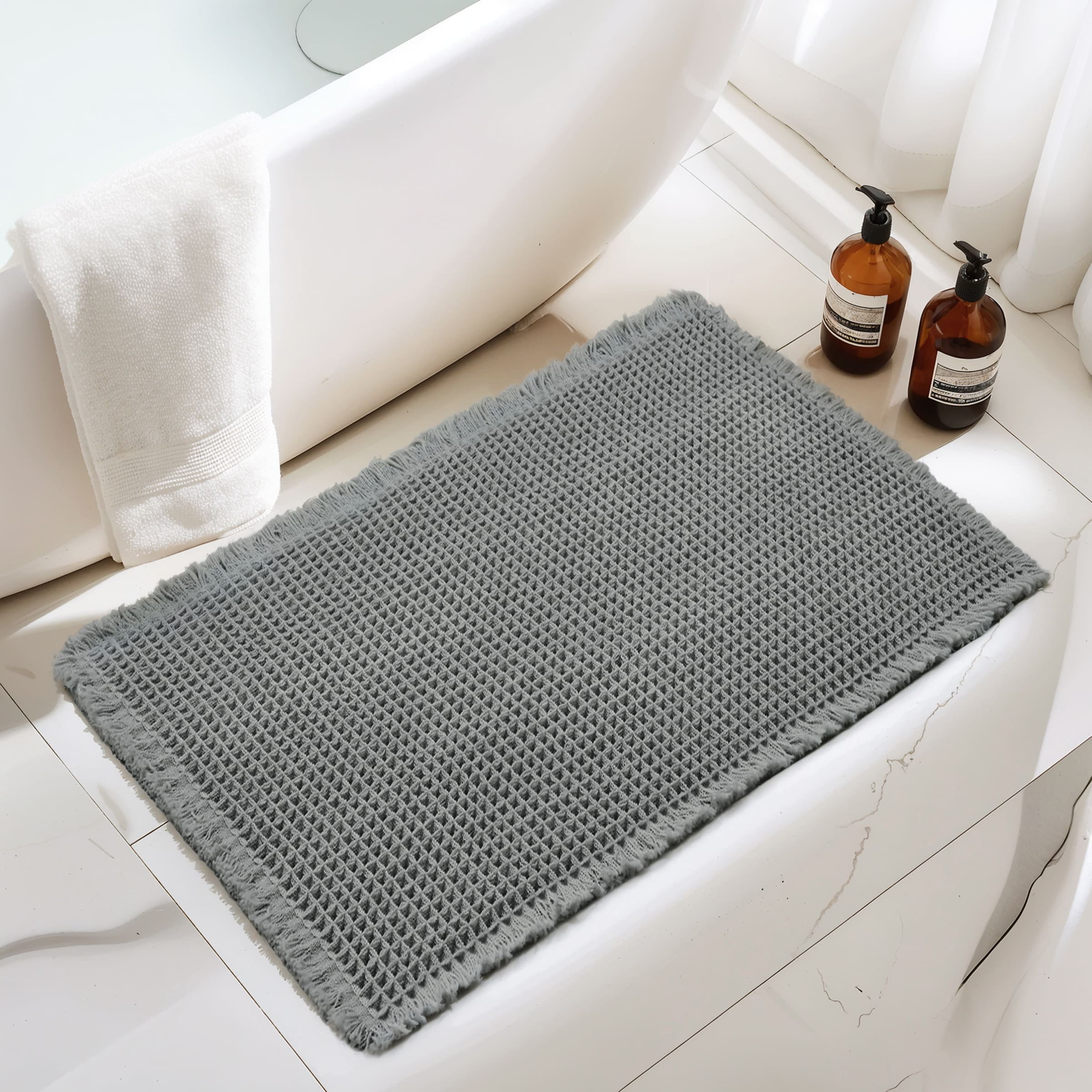 Subrtex Waffle Weave Bathroom Rug, Non Slips Bath Mat, Absorbent
