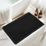 Subrtex Waffle Weave Bathroom Rug, Non Slips Bath Mat, Absorbent Bathmat Bath Rug for Bathroom (24"x60", Black)