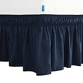 thumbnail image 1 of Subrtex Wrap Around Bed Skirt Elastic Elegant Soft Fabric Ruffled Fade Resistant Replaceable (Queen, Navy), 1 of 5