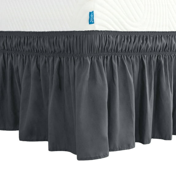 Subrtex Wrap Around Bed Skirt Elastic Elegant Soft Fabric Ruffled Fade Resistant Replaceable (Twin, Gray)