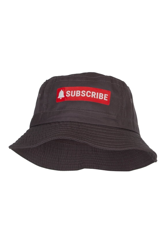Subscribe Button Heat Transfer Bucket Hat - Charcoal OSFM