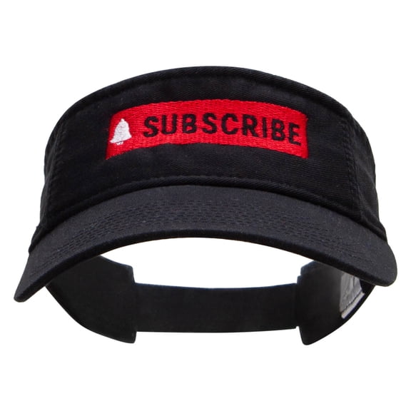 Subscribe Embroidered Pro Style Cotton Twill Washed Visor - Black OSFM