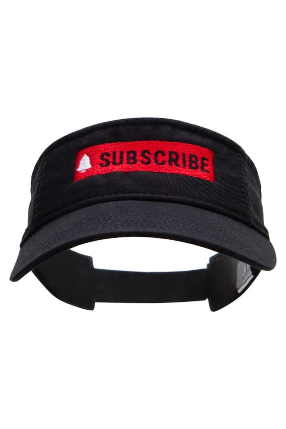 Subscribe Embroidered Pro Style Cotton Twill Washed Visor - Black OSFM