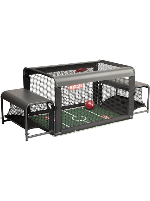 S3 Edge Bench Soccer Game with Mat and Ball Portable Indoor/Outdoor Table Soccer Set, Sturdier Redesigned Frame, Easy Assembly