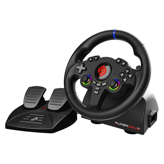 Subsonic - Superdrive 220 RS-5 Steering Wheel - PS5 Racing Wheel with Dual Joysticks, 180 Rotation, Pedals and Paddles. Compatible with PS5 and PC - Black