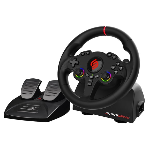 Subsonic Superdrive 220 RS Racing Wheel with Pedal Set and Dual LED Sticks for PS4, Xbox One, Nintendo Switch/Switch 2, PC