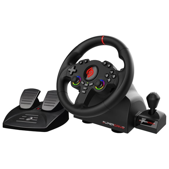 Subsonic Superdrive 220 RS-X Racing Wheel with Gearshift, Pedal Set, Dual LED Sticks for PS4, Xbox One, Xbox Series XS, Switch/Switch 2, PC