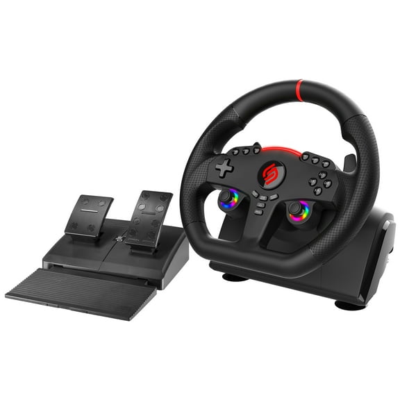 Subsonic Superdrive 270 GT Steering Wheel - Dual stick LED racing wheel, 270 rotation, with pedals and paddle shifters. For Switch 2 / Switch, PS4, PC and Xbox Black
