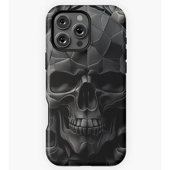 Subtle Black Skeleton Pattern Gothic Protective Case for iPhone 11 12 13 14 15 16 17 Pro Max