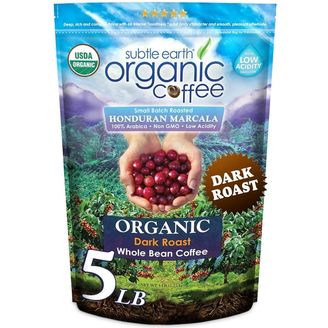 Subtle Earth Organic Coffee Dark Roast Whole Bean Coffee 100