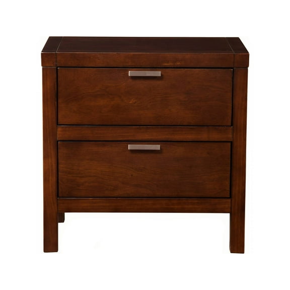 Alpine Furniture Carmel Wood 2 Drawer Nightstand in Cappuccino (Brown)