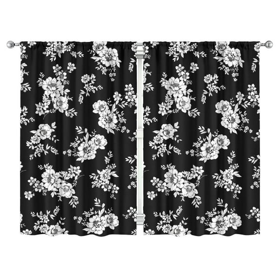Subtle Floral Curtains 52x84 Inch Blackout Drapes 2 Panels Rod Pocket, Simple and Soft for Bedroom Style