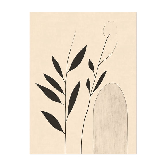 Subtle Floral Line Art - Line Drawing Minimalist Botanical Line Art Abstract Nature Modern Art Floral Unframed Wall Art Print 30 x 40 inches