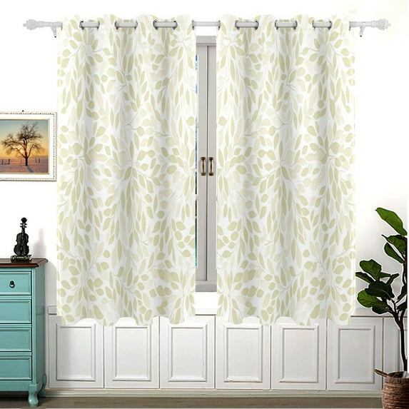 Subtle Leaf Pattern 63x55in Window Curtain Panels 63x55in 2-Piece Heavy Duty 80% Light Blocking