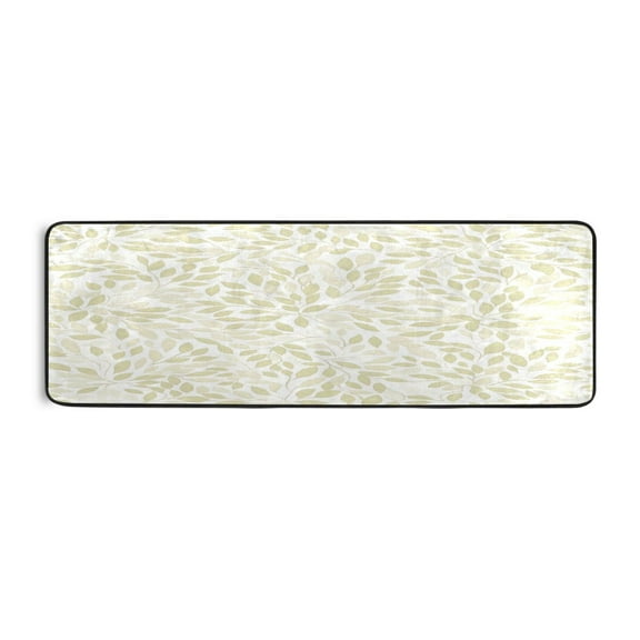 Subtle Leaf Pattern 72x24" Runner Rug, Non-Slip Memory Foam Cushion, Anti-Crease for Hallways and Bedrooms