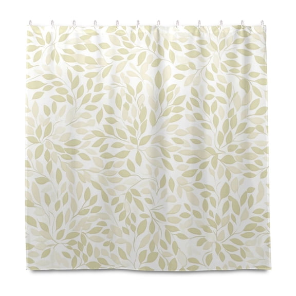 Subtle Leaf Pattern 72x72 Waterproof Shower Curtain Liners Durable Metal C-Hooks Fade-Proof Thermal Print Anti-Splash