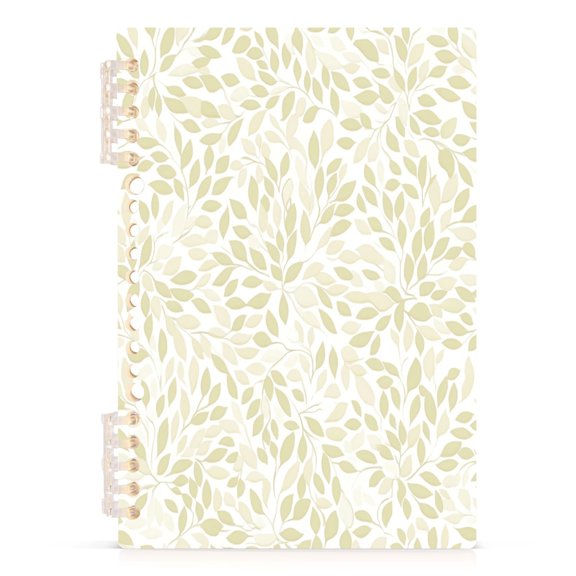 Subtle Leaf Pattern A5 8.3x5.7in PP Notebook, Adjustable Rings, 60 Sheets, Diary or Journey Note