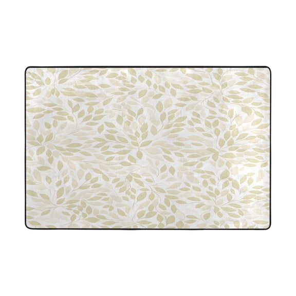 Subtle Leaf Pattern Rug 72x48in Memory Foam Absorbent Non Slip Plush for Living Room Office Bedroom