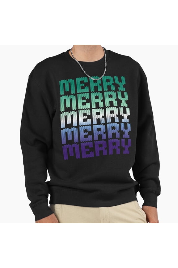 Subtle Mlm Pride Flag Merry Christmas Graphic Unisex Sweatshirt Retro Knitted Art G25709, Up to Size 5XL