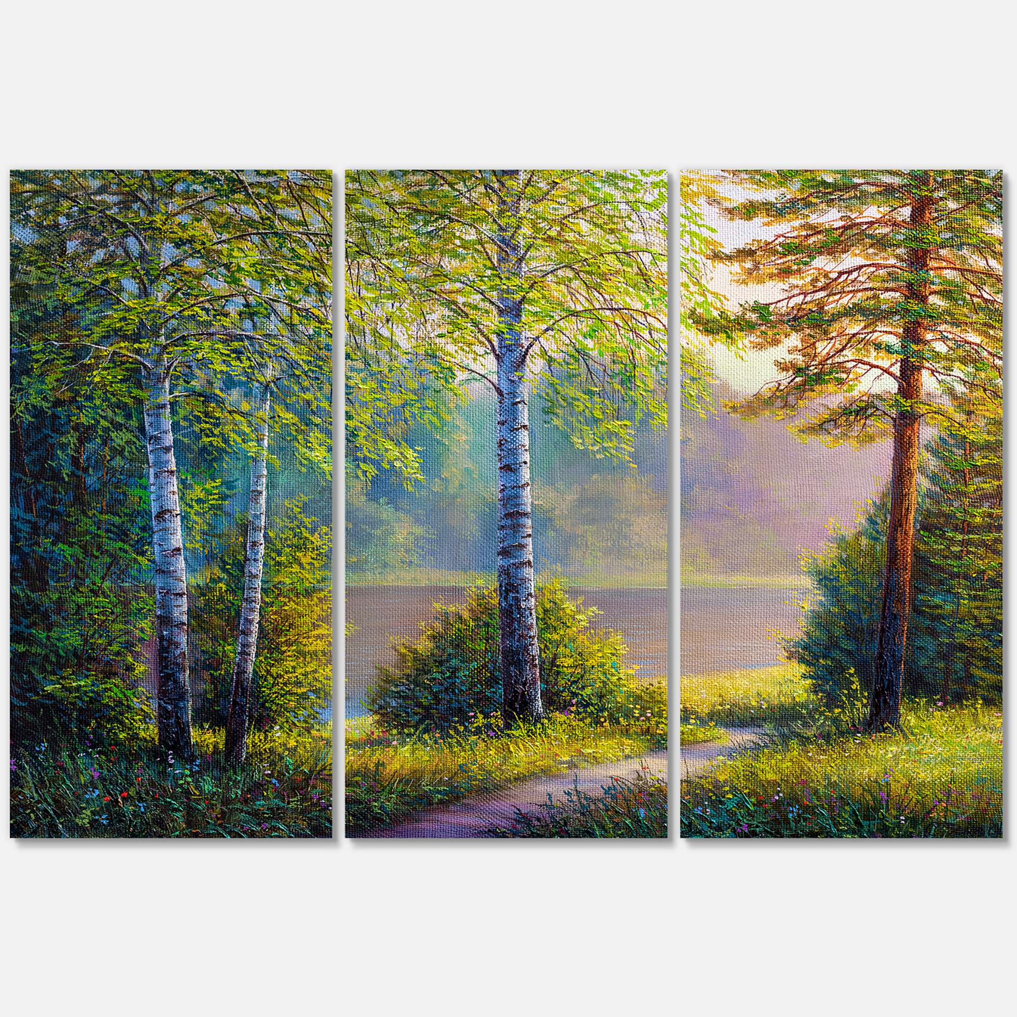 Subtle Sunset Light Through The Trees I 28 in x 36 in Painting Canvas Art Print, by Designart