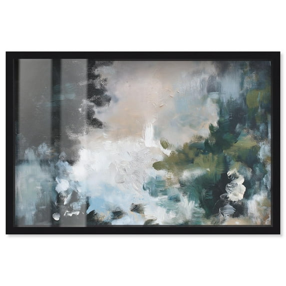 Subtle Verdure II Shadowbox Print Abstract Decor by Art Remedy, Black Frame, 30 x 20