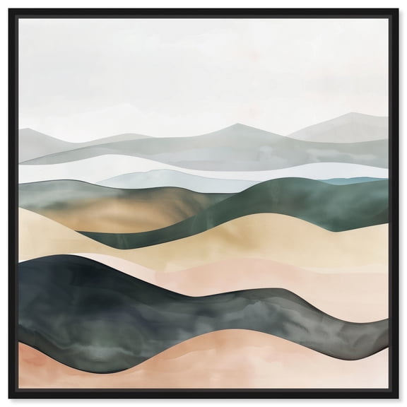 Subtle Wavy Abstract Canvas Fall Abstract Art by Art Remedy, Black Frame, 12" x 12"