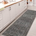 thumbnail image 1 of Subtlety Medallion All-Over Floral Border Non-Slip Machine-Washable Green/Brown 2 ft. x 8 ft. Runner Rug, 1 of 8