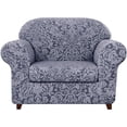thumbnail image 1 of Subtrex Stretch 2-Piece Jacquard Damask Armchair Slipcover, Grayish Blue, 1 of 7