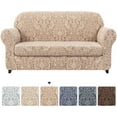 thumbnail image 1 of Subtrex Stretch 2-Piece Jacquard Damask X-Large Sofa Slipcover, Oatmeal, 1 of 7