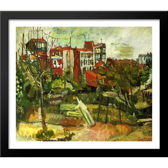 Suburban Landscape with Red Houses 32x28 Large Black Wood Framed Print Art by Chaim Soutine