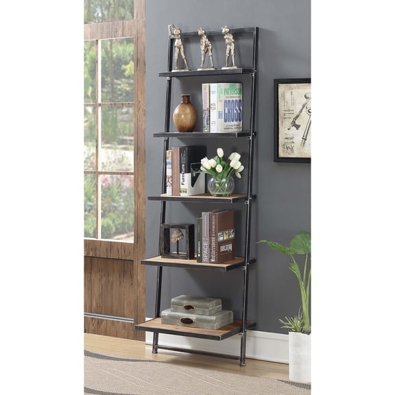 Suburban Sophistication 5 Tier Ladder Bookcase, Functional and Stylish, Versatile Storage Solution