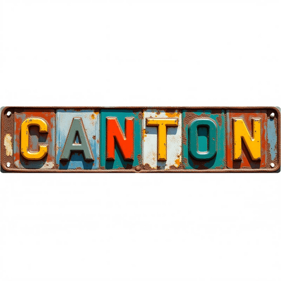 Suburban Town Street Tin Sign 16*4 Inch CANTON Wall Decor for Home Garage Patio Vintage Decor
