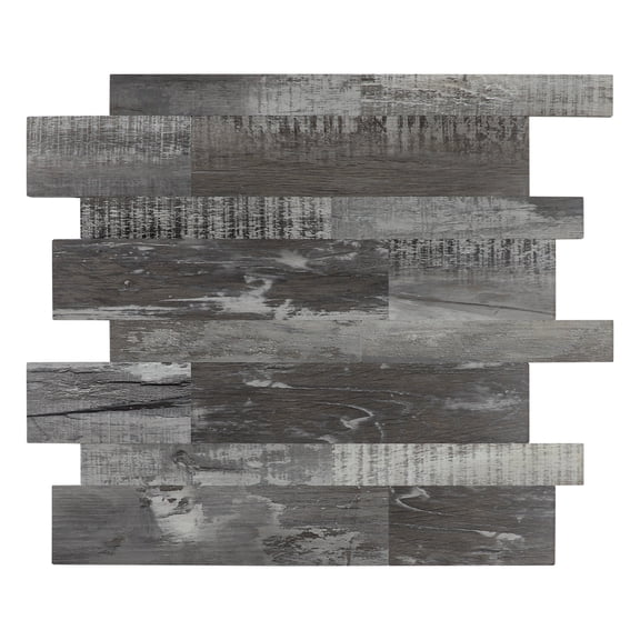 Subway Peel and Stick Backsplash, Self Adhesive Kitchen Backsplash PVC Wall Tiles for Kitchen (11.3" x 11.6", Aged Wood Grain)