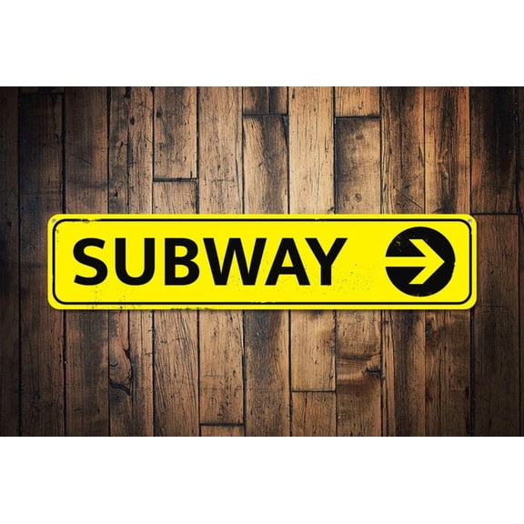 Subway Sign Directional Arrow Destination Sign Custom Subway Location Sign City Street Sign - Subway Decor - Size: 16 x 4 Inches