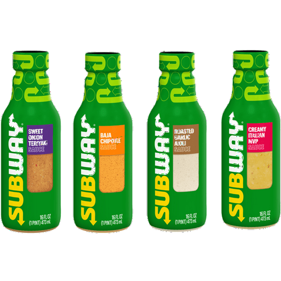 Subway Sweet Onion Teriyaki, Creamy Italian, Roasted Garlic & Baja Chipotle Sauce, Variety 4-Pack