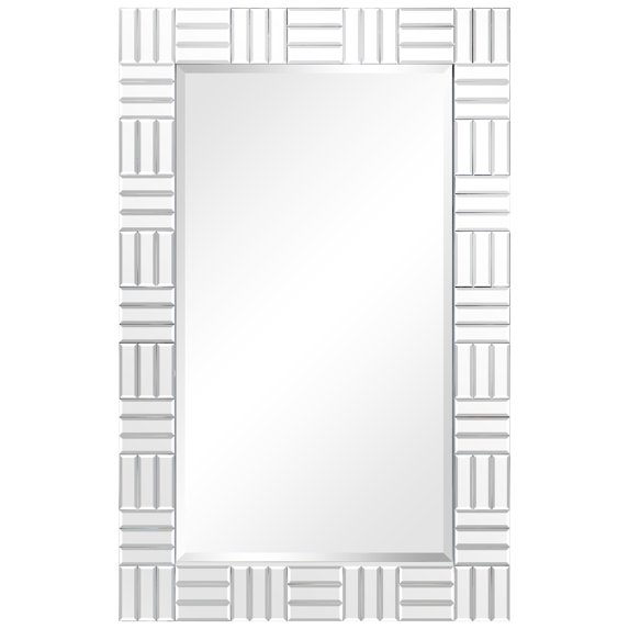 Subway Tile Chromatic Rectangular Beveled Framed Wall Mirror