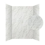 Subway Tile PVC Glue-up Tub and Shower Wall Panels Surround in Marble (96 Sq.ft) - 1 Piece