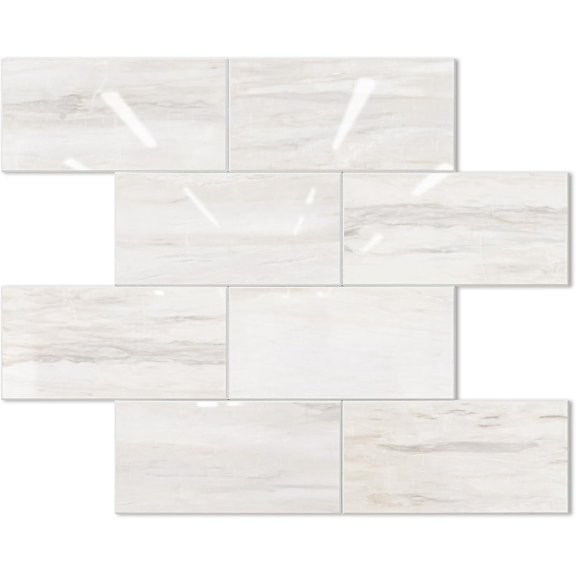 Subway Tile Peel and Backsplash, Glossy Light Brown PVC Self Tile Backsplash, Tile for Kitchen and Bathroom(10 Sheets)